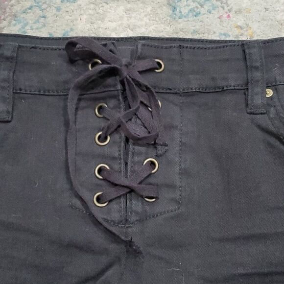 Billabong Lace up Denim Shorts in Charcoal Black Size 27 - Picture 6 of 14